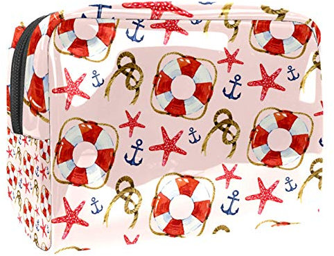 Tragbare Make-up-Tasche mit Reißverschluss, Reise-Kulturbeutel für Frauen, praktische Aufbewahrung, Kosmetiktasche, Seil und Rettungsring