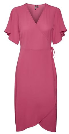 VERO MODA Vmsaki SS Calf Wrap Dress GA Noos Robe, Rose, M Femme