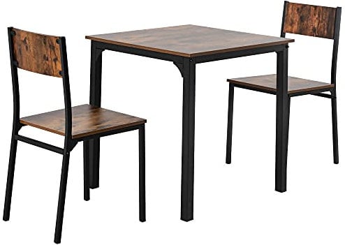 Montary Esszimmergruppe Esstisch mit 2 Stühlen Essgruppe, Sitzgruppe für Balkon & Esszimmer & Wohnzimmer, Tischgruppe Vintagebraun Beschreibung (2PCS)