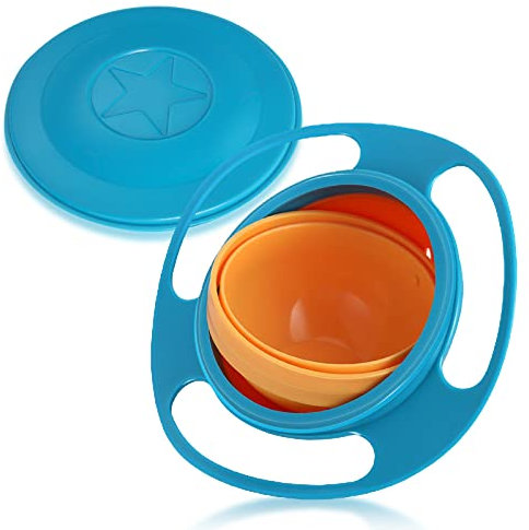 Vokmon Cuenco giratorio universal, antiderrames, para niños pequeños, giratorio de 360 grados con movimiento giroscópico suave para niños