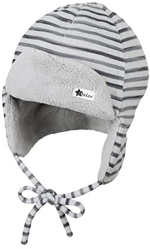 Sterntaler Baby - Jungen Mütze Baby Fliegermütze Streifen mit Flausch, hellgrau, 55