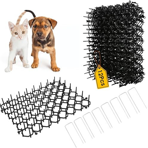 JUNUNDJING Tappetino Repellente per Gatti, 12 Pezzi Repellente per Gatti, 15x20cm Dissuasori per Gatti, Plastica Tappetino Anti Gatto, Anti Gatto Giardino