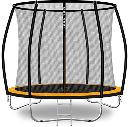 Baunsal® Trampolin Outdoor Ø 244 cm (FGIS) orange Komplettset Sprungmatte mit Netz und Leiter Gartentrampolin Outdoor Spielzeug Kinder Trampolin Kinder Outdoor Spielzeug Garten