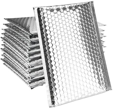 ZEONHEI 75 Pack 6 x 9 Inch Metallic Bubble Mailers, Silver Poly Padded Mailers Cushioned Envelopes, Foil Self Seal Shipping Bags for Mailing, Shipping, Packing