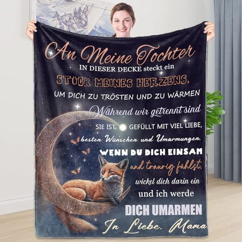 LDFHOIN Kuscheldecke Personalisierte Geschenke,Decke An Meine Tochter Deutsch Mutter zu Tochter Briefdecke Positive Ermutigung und Liebe Tochter Flanelldecke
