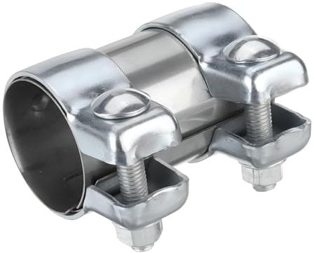 JNNJ Morsetto a Fascia per Marmitta, Doppio Morsetto Di Scarico, Anicotto Del Morsetto Della Fascia Di Scarico in Acciaio Inox, Connettore Tubo Catback Con Bulloni, Usato Su Quasi Tutte Autovetture