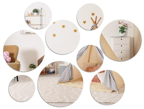 9 Pezzi Specchi Adesivi da Parete Rotondi Acrilici per Decorazioni Murali Casa 10/15/18/20cm