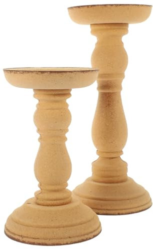IMIKEYA 2 Pièces Chandelier En Bois Rustique Bougeoirs En Bois De Ferme Pour Pièce Maîtresse De Table Décor De Manteau Bougeoirs Décoratifs Sur Pied De Cheminée