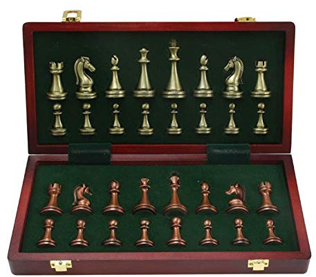 Chess Anqtique Faltbares Set, tragbares Familienspiel, Spielzeug für Kinder und Erwachsene