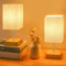 Jayencer Touch Control Table Lamp Set of 2,Dimmable Nightstand Lamp,Bedside Touch Lamp with Wood-Grain Base ＆ Beige Fabric Shade for Bedroom Living Room Children's Room,Bulb Included
