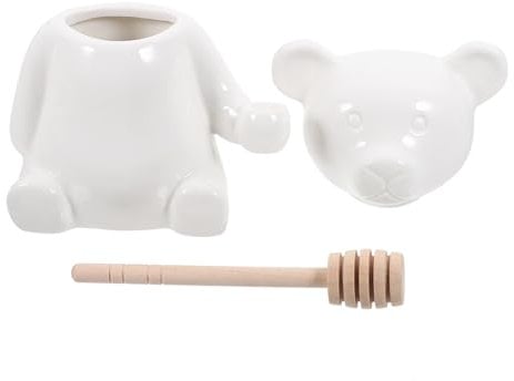 Garneck Empty Ceramic Honey Pot Bear Shape Honey Storage Jar Kitchen Storage for Syrup