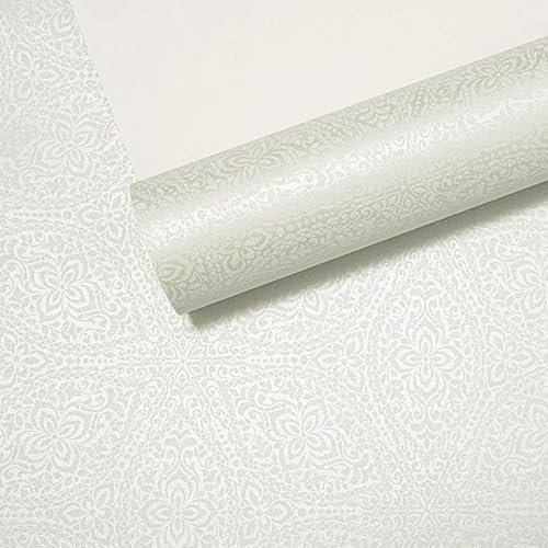 SOPHIE LAURENCE Sage Green Floral Damask Wallpaper - Shimmer Textured, Washable, Strippable, 10.05m x 0.52m Roll - Paste The Paper or Wall, Elegant Home Décor