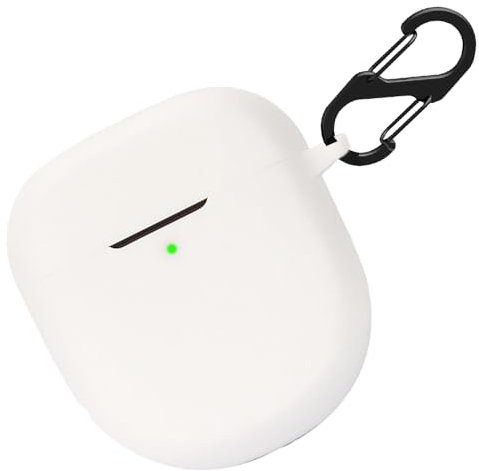 Silikon Hülle für Bose QuietComfort Earbuds II Tasche, Stoßfeste Schutzhülle und Haut Protective Case Cover für Bose QuietComfort Earbuds 2 with Keychain (White)
