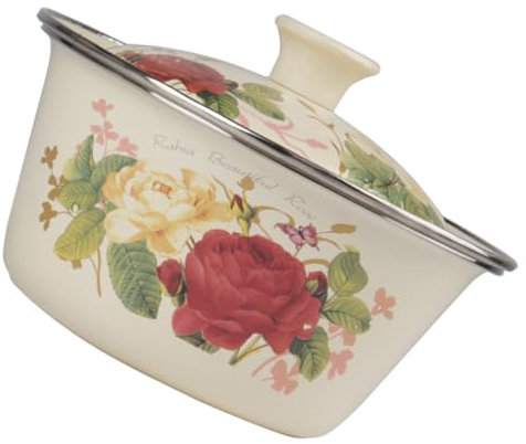 PHENOFICE Emaille-schüssel Mit Deckel Großes Fassungsvermögen Knet-teig-schüssel Rührschüssel Für Kochen Salat Aufbewahren Obst Waschen Vintage Design