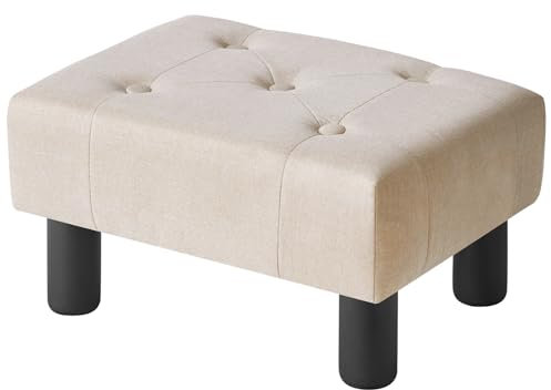 YMYNY Kleine Fußbank, Fußbank Rechteckiger aus Leinen, Sitzhocker, Fußbank für Wohnzimmer, Pouf Couch Hocker, Ottoman Fußstütze für Eingang 40×30.5×22.5CM Beige HBD039Y