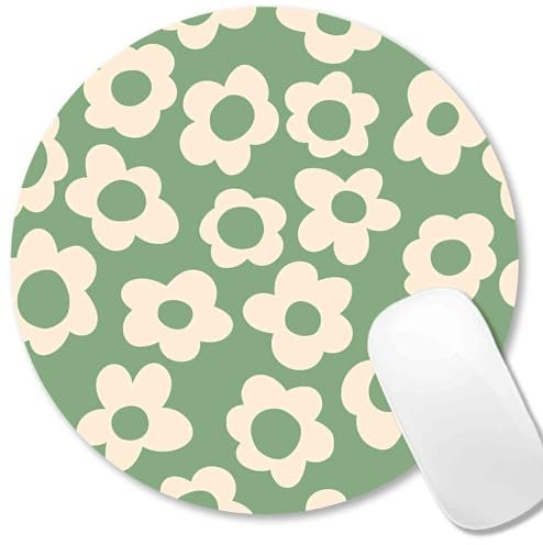 JIMOWANG Vintage Groovy Flowers Mouse Pad for Desk with Non-Slip Rubber Base Office Computer Round Mousepad Mouse Mat for Home Office Desk Accessories