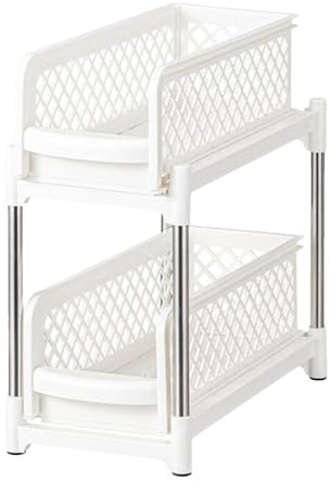 Organizador deslizante – Organizador deslizante de doble capa | Organizador deslizante para el hogar, organizador de baño de 2 niveles para cocina, armario, 37 x 18 x 36 cm