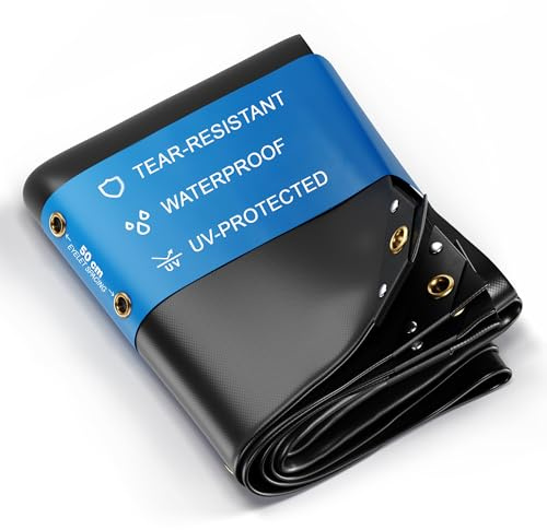 UMBRELLA® Premium Abdeckplane Wasserdicht [150x300cm] – UV Beständige [450g/m²] LKW Plane mit Ösen, PVC Gewebeplane für Holz, Garten, Dach & BAU – Winterfeste Schutzplane – Schwarz – 4,5m²