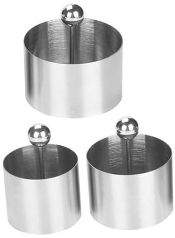 IMIKEYA Molde De Acero Inoxidable Para Platos Fríos Set De Utensilios De Cocina Para Decoración y Presentación De Postres Incluye 3 Moldeadores y 3 Empujadores