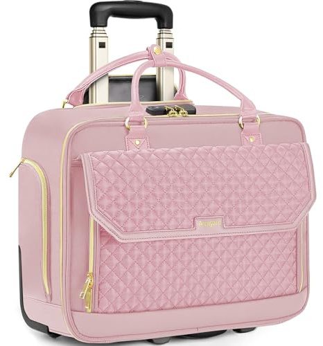 Arcoyard Bolsa para laptop con ruedas para mujer, maletín de 17.3 pulgadas con asa telescópica extensible, bolsa para profesores con ruedas, bolsa de computadora con ruedas para el trabajo, diseño
