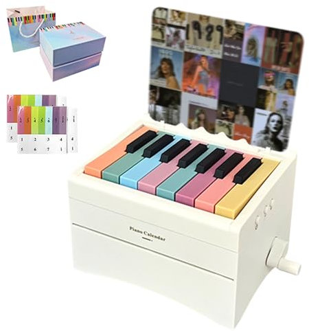 Klavierkalender, 2025 Spielbarer Klavier Tischkalender mit 52 Liedern Notenblättern, Mini Klaviertischkalender mit Hinweisaufkleber, Mini Klavierkalender für Familie und Freunde (Weiß)