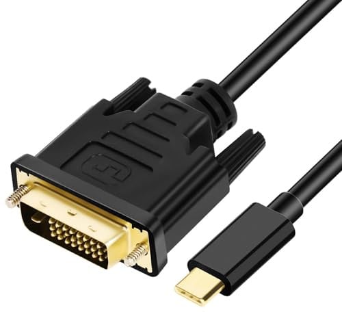 AXFEE Adattatore da USB C a DVI,1.8M Adattatore HDMI, Compatible Con 2017-2020 MacBook Pro, Surface Book 2, Galaxy S10, Dell XPS 13, Monitor, Projector- Nero