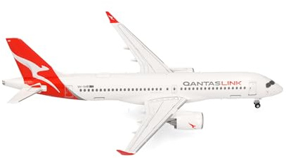 Herpa Modellflugzeug QantasLink Airbus A220-300 Miniatur im Maßstab 1:200, Sammlerstück, Flugzeug Modell ohne Standfuß, Metall