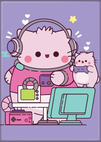 Ata-Boy Pembe The Pink Cat and Little Pembe Video Game 2.5 x 3.5 Inch Magnet for Refrigerators and Lockers