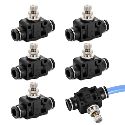 Pneumatik Steckverbinder Bequemlichkeit,Schlauchverbinder Gas, Gartenschlauch Verbinder,Schnellkupplung Druckluft Messing für Druckluftsysteme und Industrieautomation,6mm 1/4 Schlauch,6 Stück