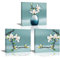 Piy Painting 3X Impression Contemporain Orchidée Fleurs Peinture dans la Vase Tableaux Home Déco Mural Impermeable, Prête à Poser, Mur Art pour Chambre Cuisine Salle Cadeau Anniversaire 30x30cm