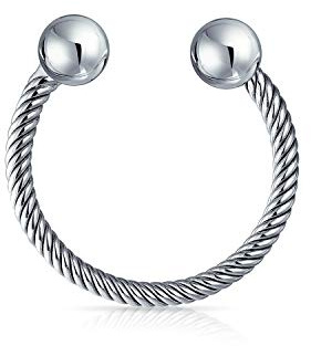 Klassische Twisted Cable Keychain Ball Schraube Spitze Hufeisen Schlüsselring Für Frauen Jugendliche Graduierung Glanz Oxidiert .925 Sterlingsilber