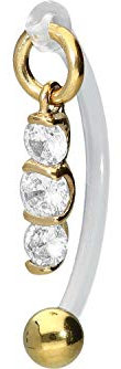PIERCINGLINE PMFK Bananabell + Chirurgenstahl Design KRISTALLBANNER Piercing Intimbereich Bauch Goldfarben