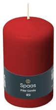 Spaas 12 Unscented Pillar Candles 60/100 mm, ± 25 Hours, Red