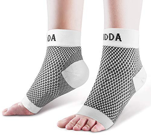 AVIDDA Plantar Fasciitis Socks with Heels Arch Supports, Compression Sleeves Ideal for Arthritis Pain Relief and Suitable for Sports, Ankle Supports for Men and Women White-1-S