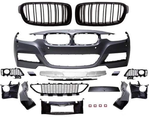 DM Autoteile SET Stoßstange + Doppelsteg Kühlergrill Schwarz Glanz für F30 F31 + M-Paket