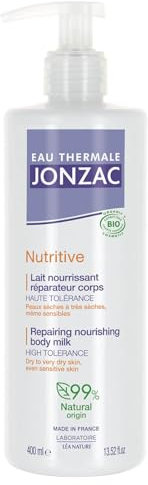 Eau Thermale Jonzac - Lait nourrissant réparateur corps - Nutritive - Peaux sèches à très sèches, même sensibles - Certifié Bio Cosmos Organic - Flacon de 400 ml