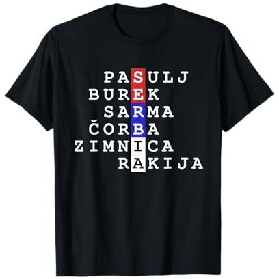 Couleurs du drapeau serbe avec nourriture et boissons T-Shirt