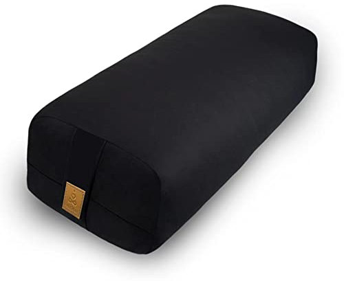 Yoga Nackenrolle Kissen (66 x 10,5 x 14 cm) Rechteckiges Yoga Kissen stützendes Meditationskissen für Restorative Yoga 100% Baumwolle Meditationskissen stützendes Yoga Zubehör Bodenkissen - Schwarz
