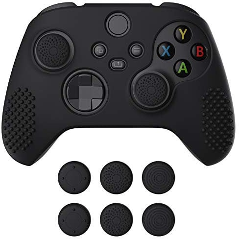 eXtremeRate PlayVital Schutzhülle für Xbox Series S/X,Case Anti-Rutsche Hülle aus weichem Gummi,6 Stück Schwarze Stick Aufsätze für Xbox Series S/X Controller(3D Noppen Edition,Schwarz)