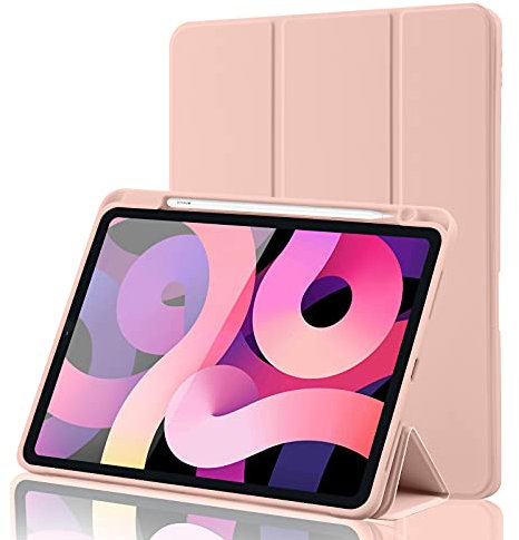 Custodia Cover per iPad Air 7 11 Pollici 2025 M3/Air 6 2024 M2/5/4 2022 2020 10,9 con Portapenne, Smart Magnetica Trifold, Antiurto, Supporta Pencil 2 Gen, Auto Sveglia/Sonno, Oro Rosa