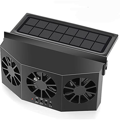 CYDZSW Car Solar Powered Window Exhaust Fan,Car Air Purifier,Car Solar Power Air Vent Radiator Fans for Backseat or Frontseat,Vehicle Ventilation Fan(Black)