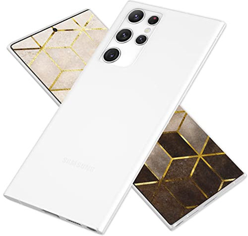 NALIA Ultra-Fina Carcasa Compatible con Samsung Galaxy S22 Ultra Funda, 0,3mm Extra Delgado Opaco Anti-Huella Digital Antideslizante, Ligera Cubierta Dura Protectora Cover, Color:Blanco Transparente