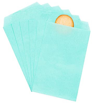 Quotidian Babyblau Flach Klein Fettabweisendes Papier Taschen 3 x 5 (8 x 13,3cm) 100 Stück - Bäckereien Kekse Karten Stempel Partygeschenke