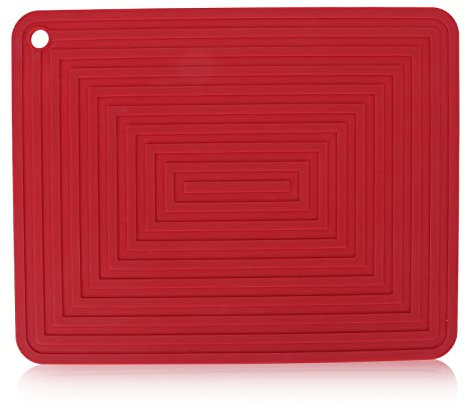 Alfombrilla de Silicona para Secar Platos, Almohadilla de Cocina Antideslizante Resistente Al Calor, Escurridor de Platos Duradero para Barra de Fregadero de Cocina(Rojo)