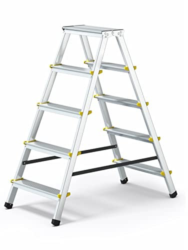 DWA Escabeau double pliable en aluminium 5 marches