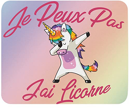 Tapis de Souris Licorne Dab Je Peux Pas J'Ai Licorne Haute qualité de Glisse Confortable Doux idée Cadeau Anniversaire Noël fête Mouse Pad 235 x 195 x 5mm