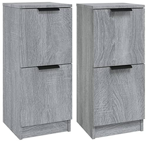 vidaXL 2X Sideboard Kommode Anrichte Schrank Beistellschrank Mehrzweckschrank Standschrank Flurschrank Grau Sonoma 30x30x70cm Holzwerkstoff