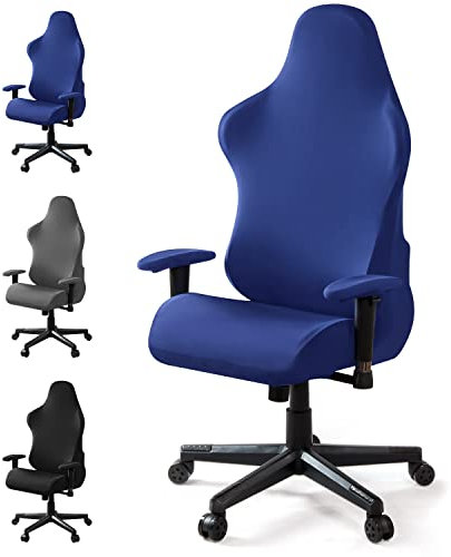 Housses de chaise de gaming, Housses de chaise de jeu Extensibles Housse Chaise Gaming Universel Housse de Chaise de Bureau Lavable Housse de Chaise pour chaise de jeu d'ordinateur, de course (Bleu)