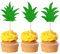 SYKYCTCY 24 Pack Pineapple Cupcake Toppers Glitter Donut Pineapple Leaf Cupcake Picks Tropical Hawaiian Luau Pineapple Theme Baby Shower Kids Birthday Party Cake Decorations Deep Green