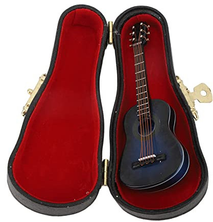 Insigne D'épingle de Guitare, Broche de Guitare Unisexe Vintage Ornement de Guitare Bleue Superbe Broche Miniature Présentée dans une Belle Boîte- D'étui de Guitare